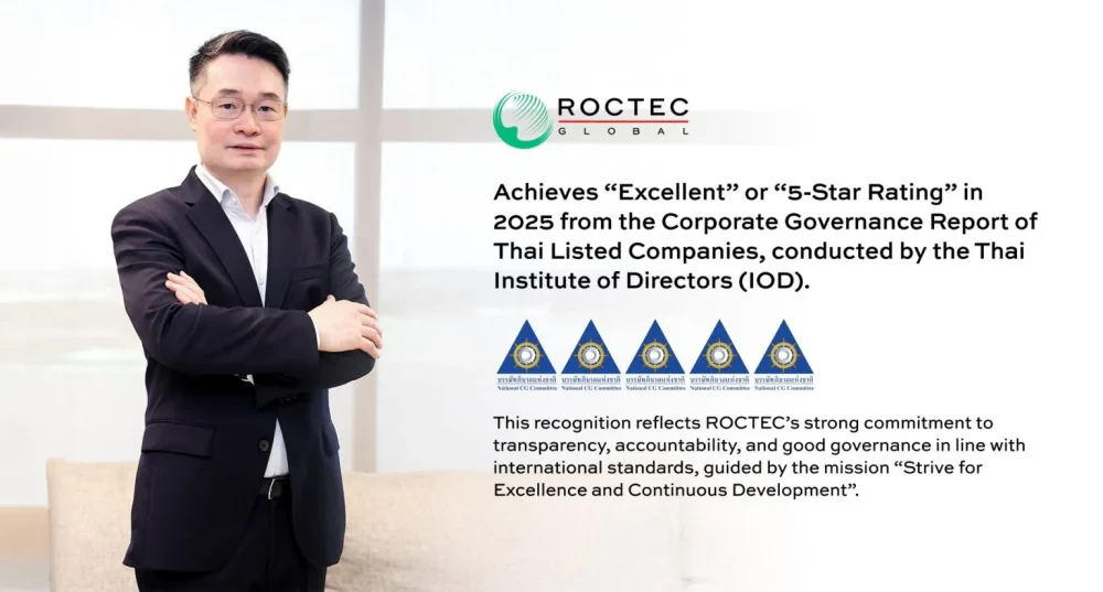 ROCTEC achieved an “Excellent” (5-Star) rating in the 2025 Corporate Governance Report of Thai Listed Companies, conducted by the Thai Institute of Directors (IOD) and announced on 28 October 2025.